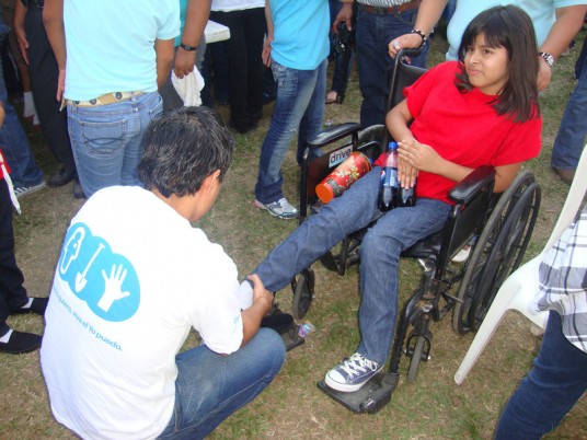 Girl from Honduras in wheelchair