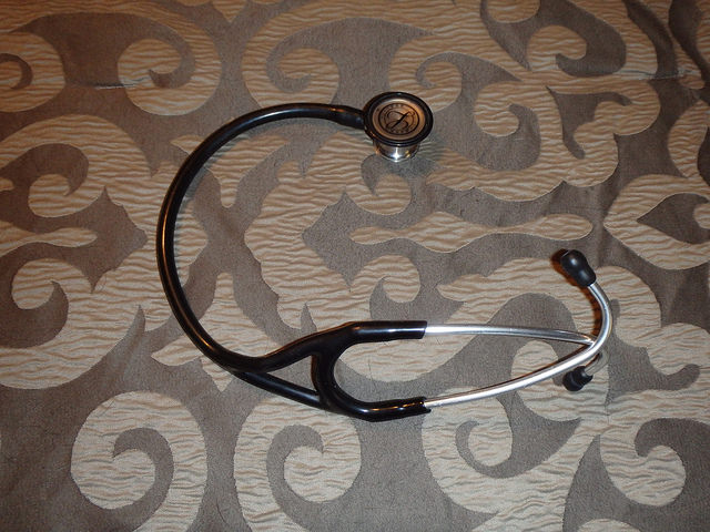 A stethoscope, as used by rural doctors providing non profit healthcare.