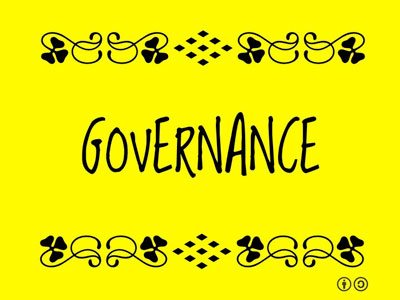 Governance word written in black against yellow background. Used in an article- What is governance