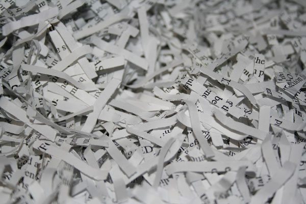 A pile of shredded paper.