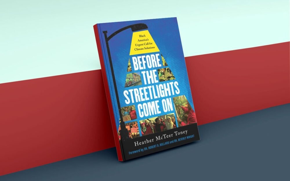 Image of the author’s book, “Before the Streetlights Come” leaning against a wall.