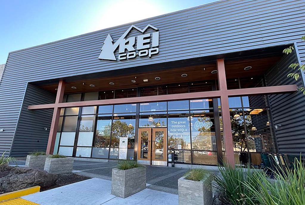 The outside of an REI in Santa Rosa, California. 8 October 2022.