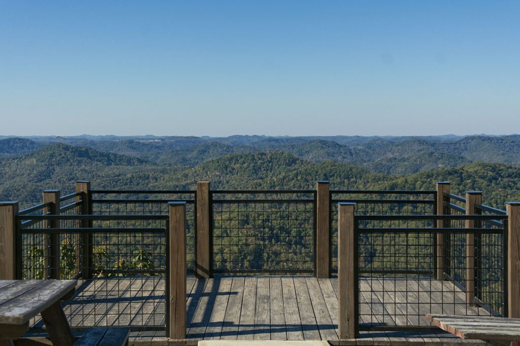 A cliffside overlook in Whitesburg, KY, USA, where climate disaster has struck in recent years.