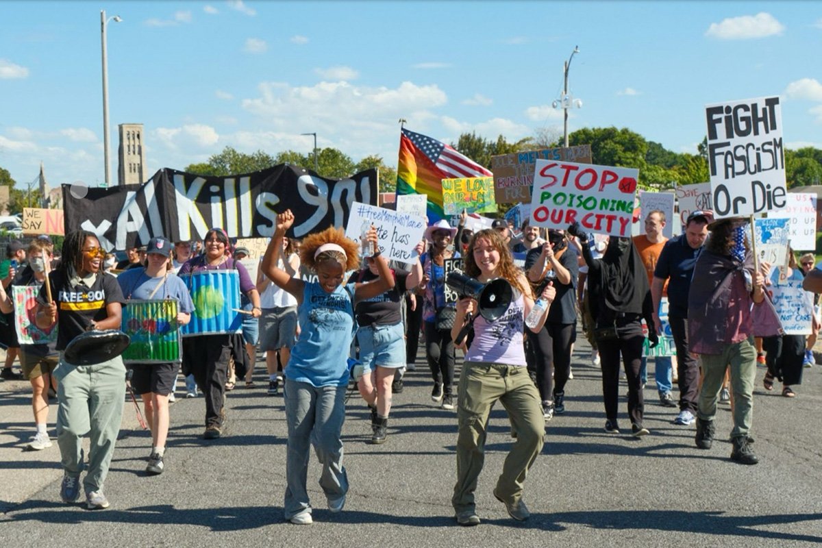 Protestors and Organizers march joyfully in Memphis to protest Big Tech’s rapid data center expansion across the country.
