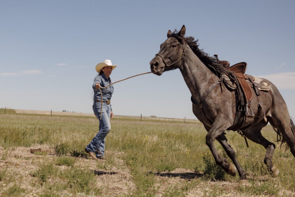 Tiffany St. Goddard on her ranch in Pendroy, Mont. on June 5th, 2026.